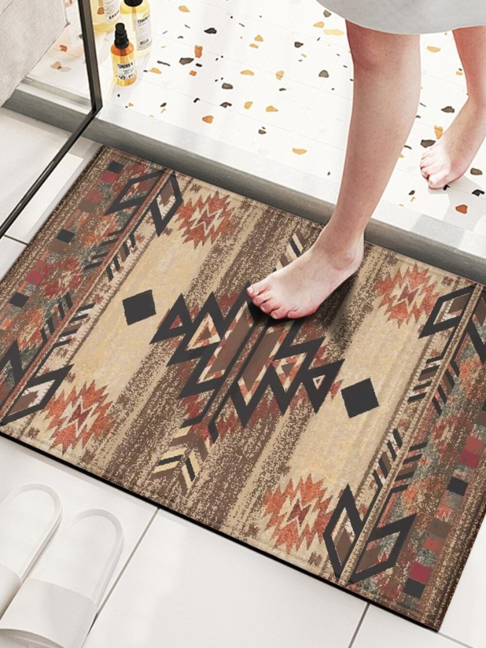 Rustic Southwestern Door Mat Tribal Geometric Entrance Doormat Home Floor Mat